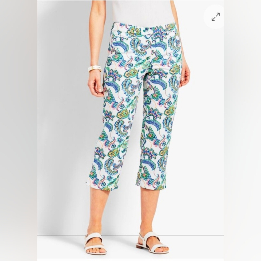 TALBOTS Paisley Perfect Skimmer Capri Pants, size 8p - Picture 14 of 15